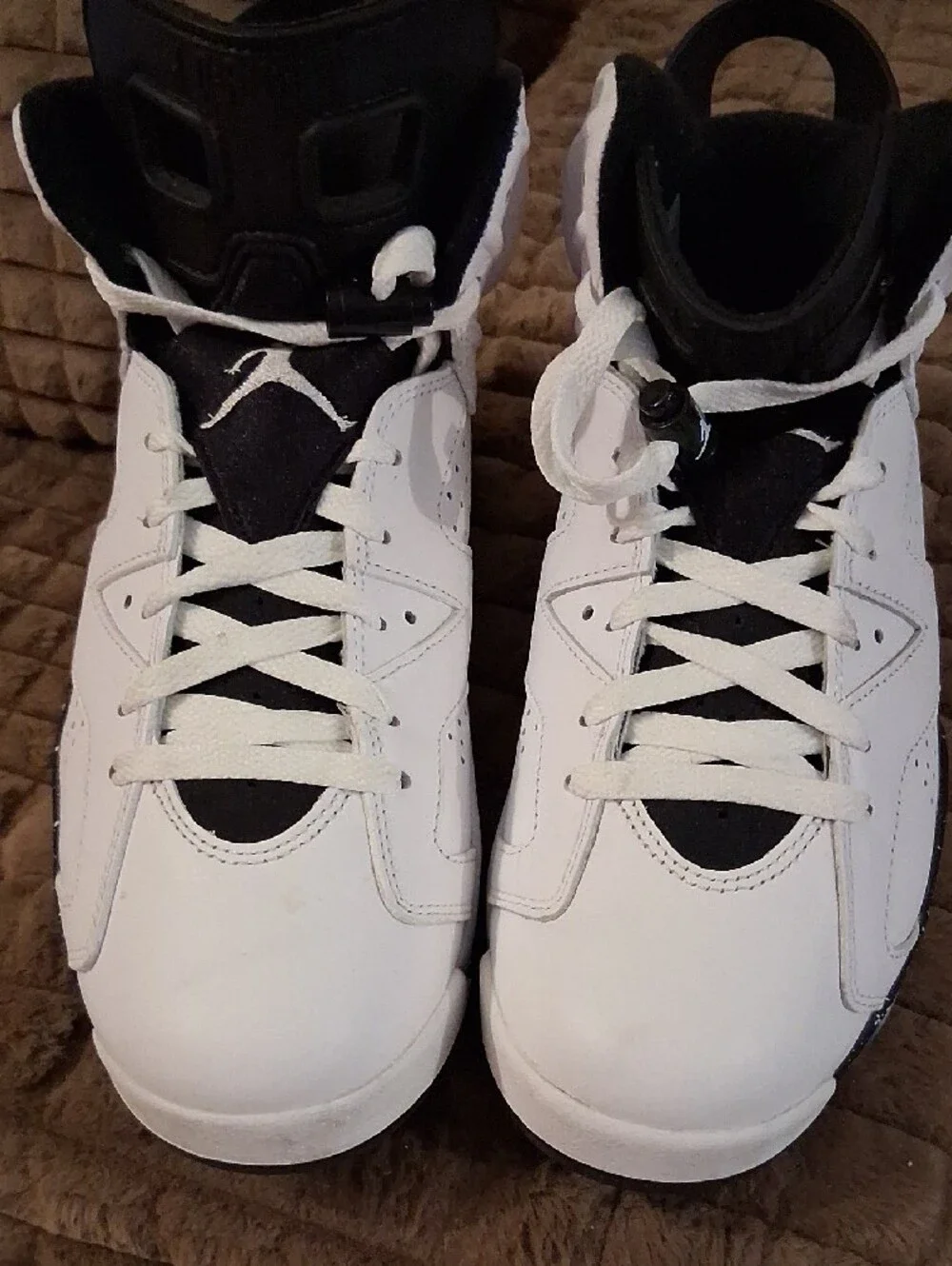 Jordan White and Black High-Top Basketball Sneakers